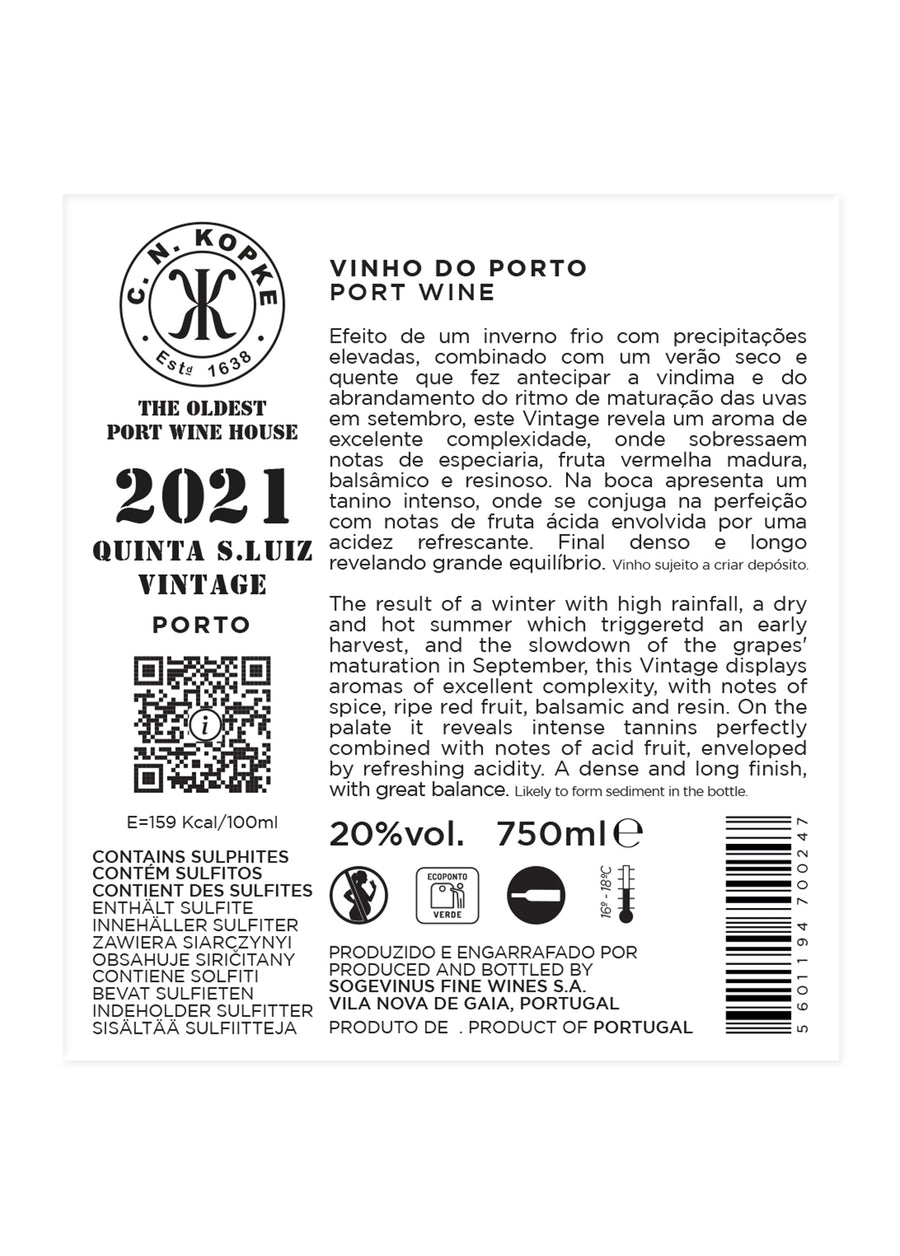 VINHO DO PORTO KOPKE VINTAGE 2021