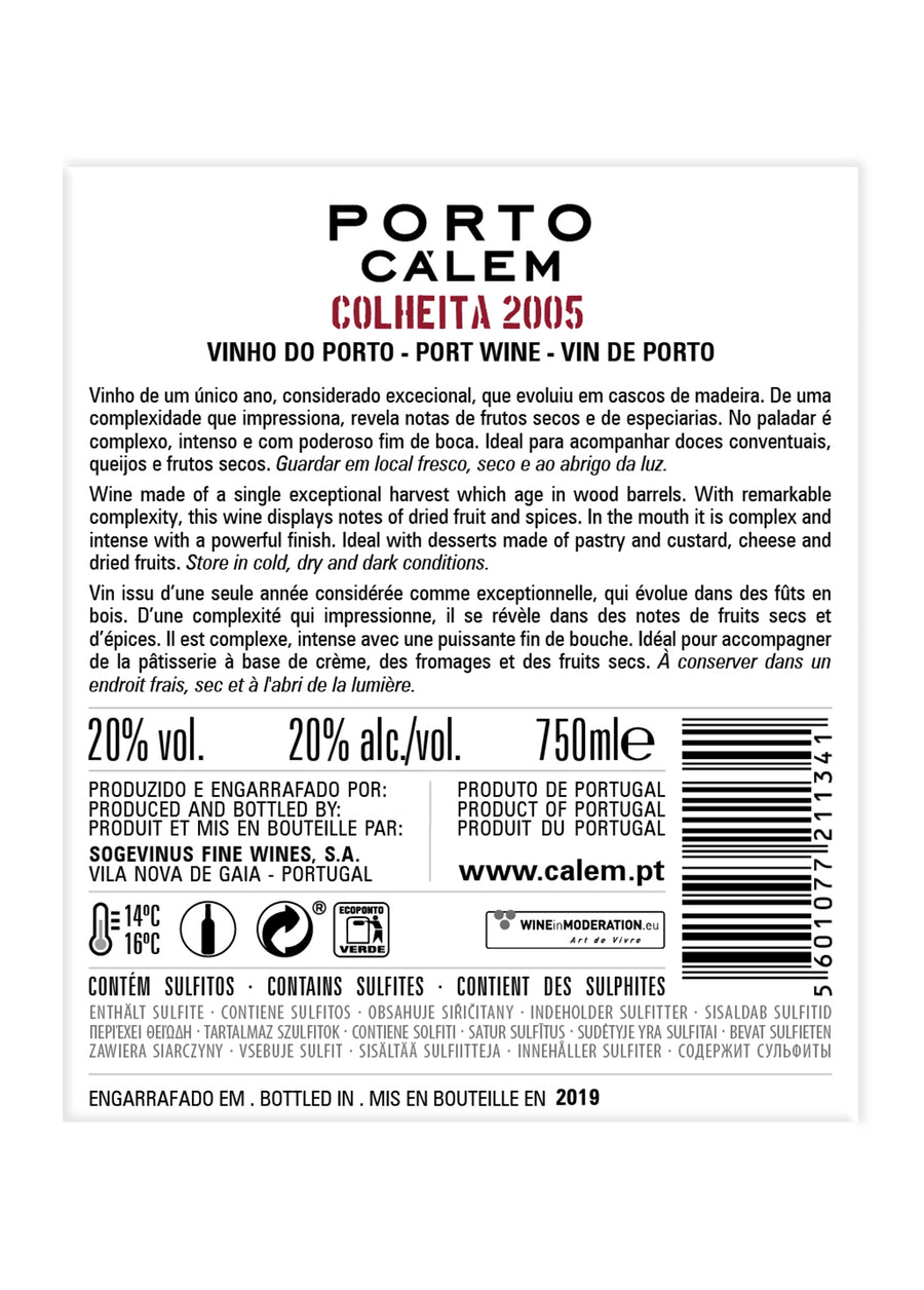 VINHO DO PORTO - CÁLEM COLHEITA 2005 TAWNY