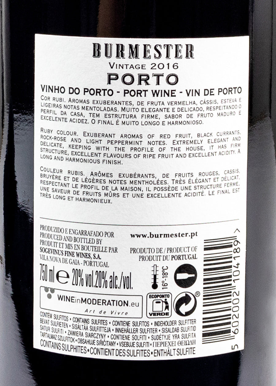 VINHO DO PORTO TINTO - BURMESTER VINTAGE 2016 0,75L